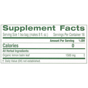 Traditional Medicinals, Organic Lemon Balm, Tea Bags, 16 Ct