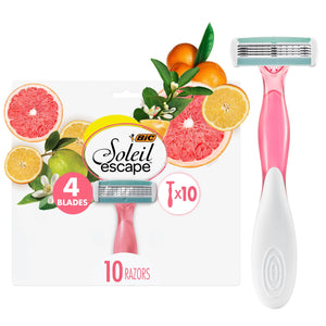 BIC Soleil Escape Women'S Razors, 4 Blades, Citrus Scented Handles, 10 Count