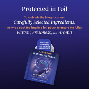 Bigelow Butterfly Pea Flower Sapphire Bay, Herbal Tea, Tea Bags, 18 Count