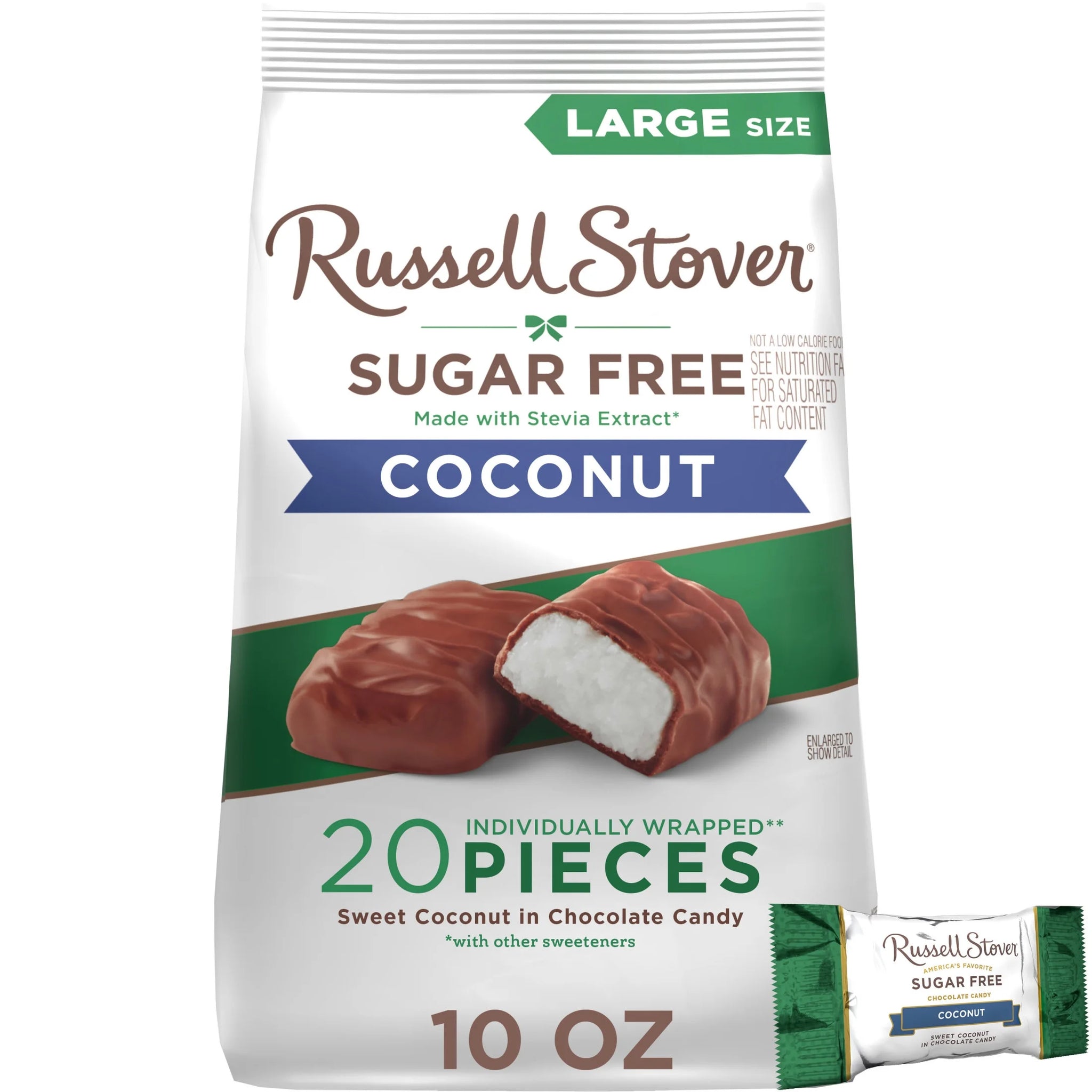 RUSSELL STOVER Sugar Free Coconut in Chocolate Candy, 10 Oz. Bag