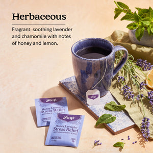 Yogi Tea Honey Lavender Stress Relief, Organic Herbal Tea Bags, 16 Count