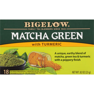 () Bigelow Matcha Green Tea with Turmeric, Green Tea Bags, 18 Count