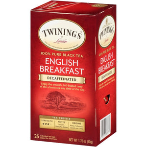 Twinings of London Decaffeinated English Breakfast Tea, 25 Ct, 1.76 Oz Box