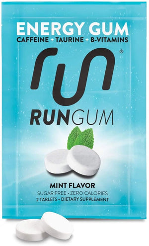 Run Gum Mint Energy Gum 50Mg Caffeine Taurine & B-Vitamins per Piece, 2 Pieces