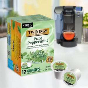 Twinings Pure Peppermint Herbal Tea K-Cup Pods for Keurig, 12 Count, Caffeine-Free