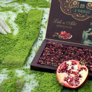 Sultan Bohça Baklava & Double Roasted Turkish Delight Burgundy Box - Mixed Luxury Turkish Delight, Eid and Gift Sweets - 1.76 Lb X 3 Packet