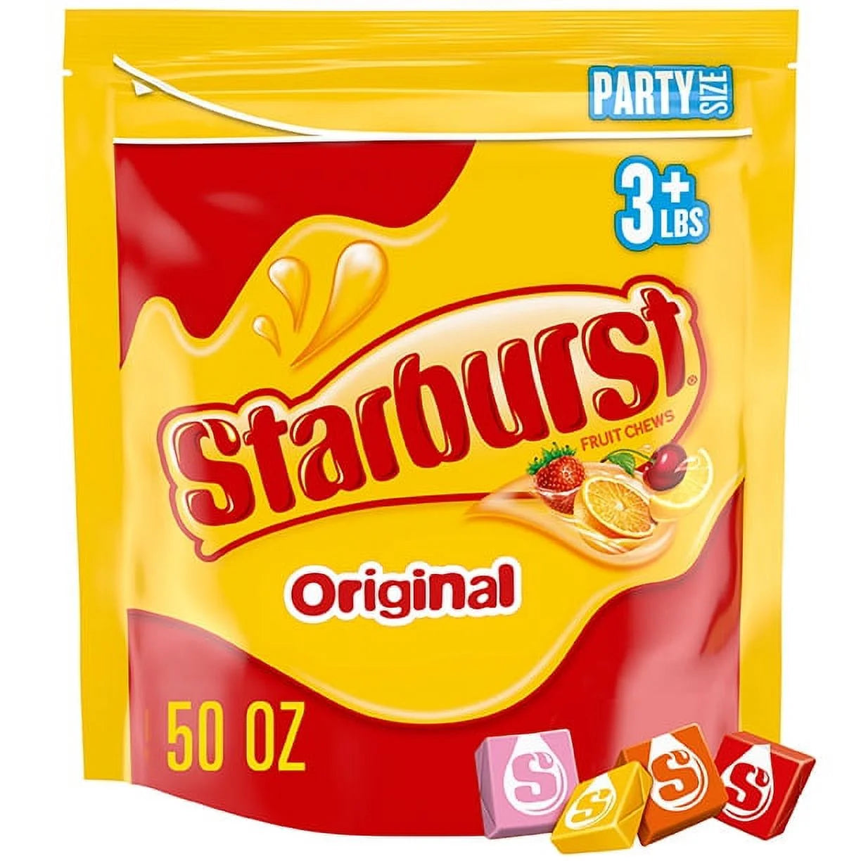 Starburst Original Fruit Chews Chewy Candy, Party Size, 50 Oz Resealable Bag