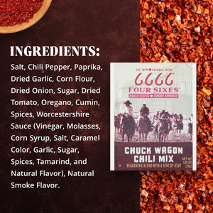 Four Sixes Chuck Wagon Chili Mix, Texas Style Seasoning Blend with a Hint of Heat, 1.25 Oz Packet