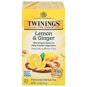 Twinings, TWG09180, Lemon & Ginger Herbal Tea, 25 / Box