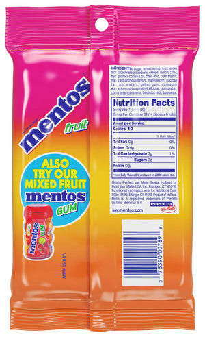 Mentos Chewy Breath Mints Candy Roll, Fruit, Nut Free, Regular Size, 1.32 Oz, 6 Count