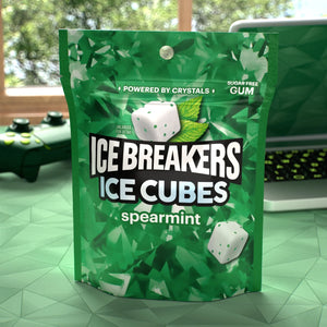 Ice Breakers Ice Cubes Spearmint Sugar Free Chewing Gum, Pouch 8.11 Oz, 100 Pieces