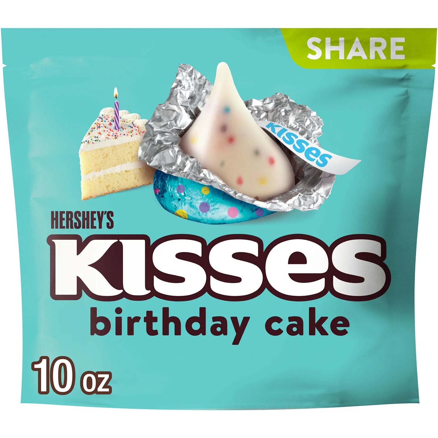 Hershey'S Kisses Birthday Cake Flavored Candy, Share Pack 10 Oz