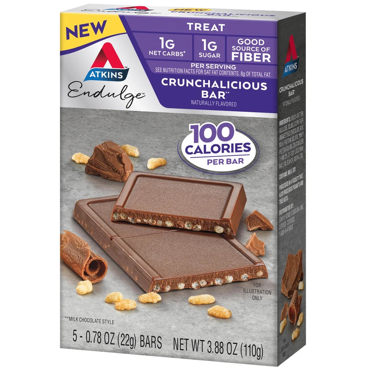 Atkins Endulge Keto 5CT FriendlyTreat, Crunchalicious Bar, Keto Friendly, 5 Count