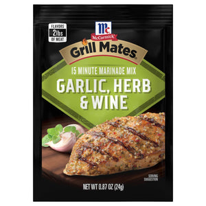 Mccormick Garlic, Herb & Wine Grill Mates Gluten Free Marinade Seasoning Mix, 0.87 Oz Envelope