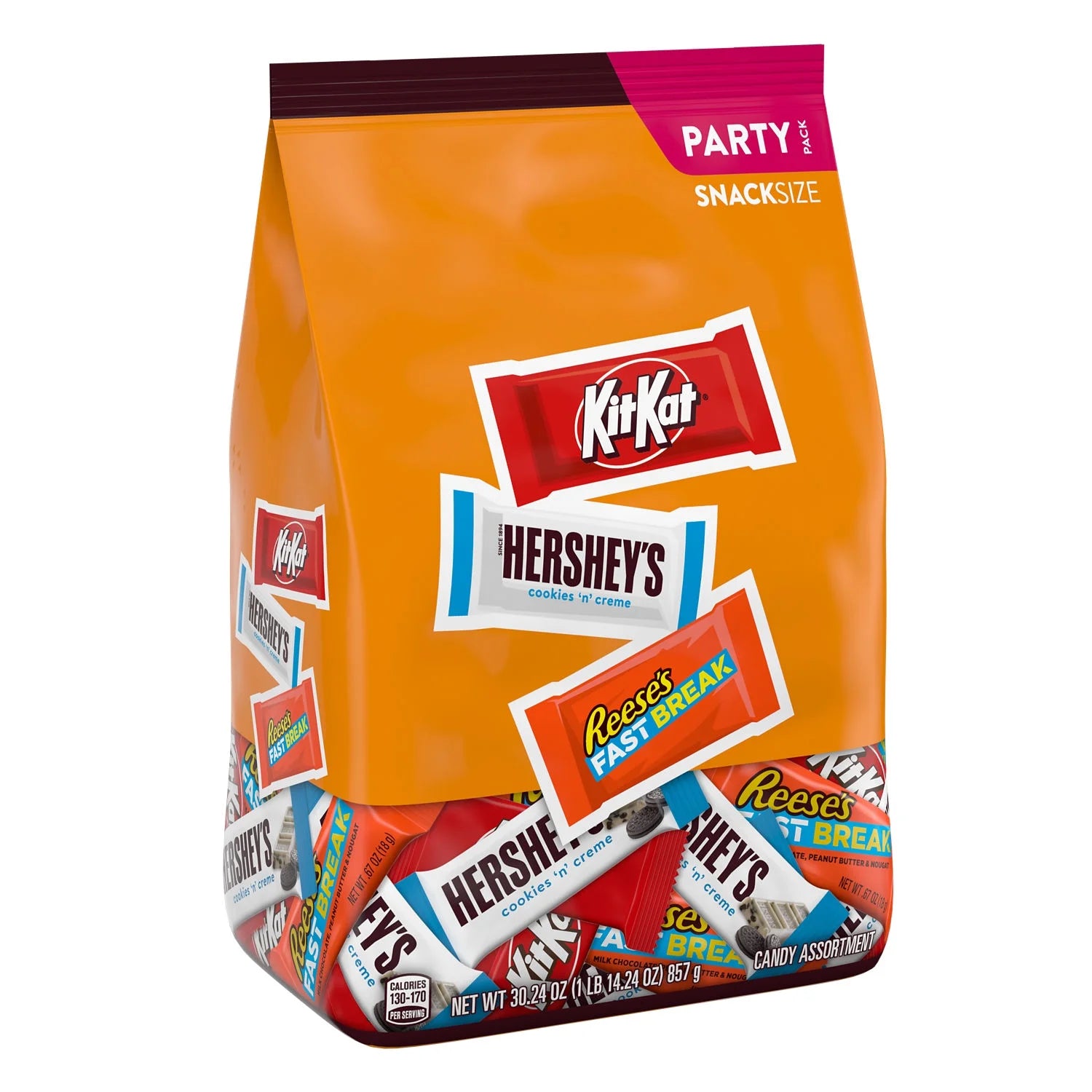 HERSHEY'S, KIT KAT and REESE'S Assorted Flavored Snack Size Candy Party Pack, 30.24 Oz