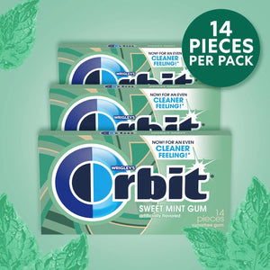 Orbit Sweet Mint Sugar Free Chewing Gum Travel Essentials - 3 Ct Pack