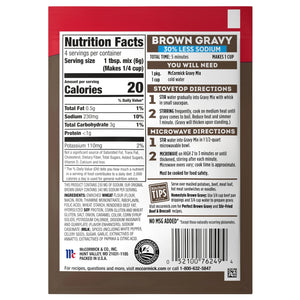 Mccormick No Artificial Flavors 30% Less Sodium Brown Gravy Seasoning Mix, 0.87 Oz Envelope