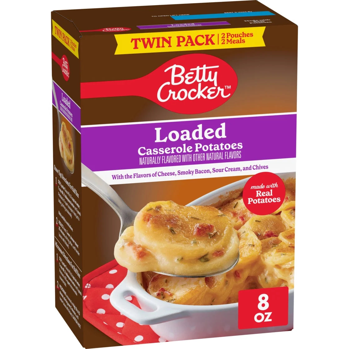 Betty Crocker 8 Oz Loaded Casserole Potatoes, Made with Real Cheese, Twin Pack, 8 Oz Box