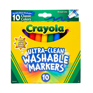 Crayola Ultra-Clean Washable Broad Line Markers, 10 Ct, School Supplies, Classroom Essentials for Teachers, Gift, 3+