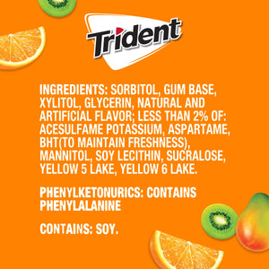 Trident Sugar Free Gum, Tropical Twist, Regular Size, 14 Pieces