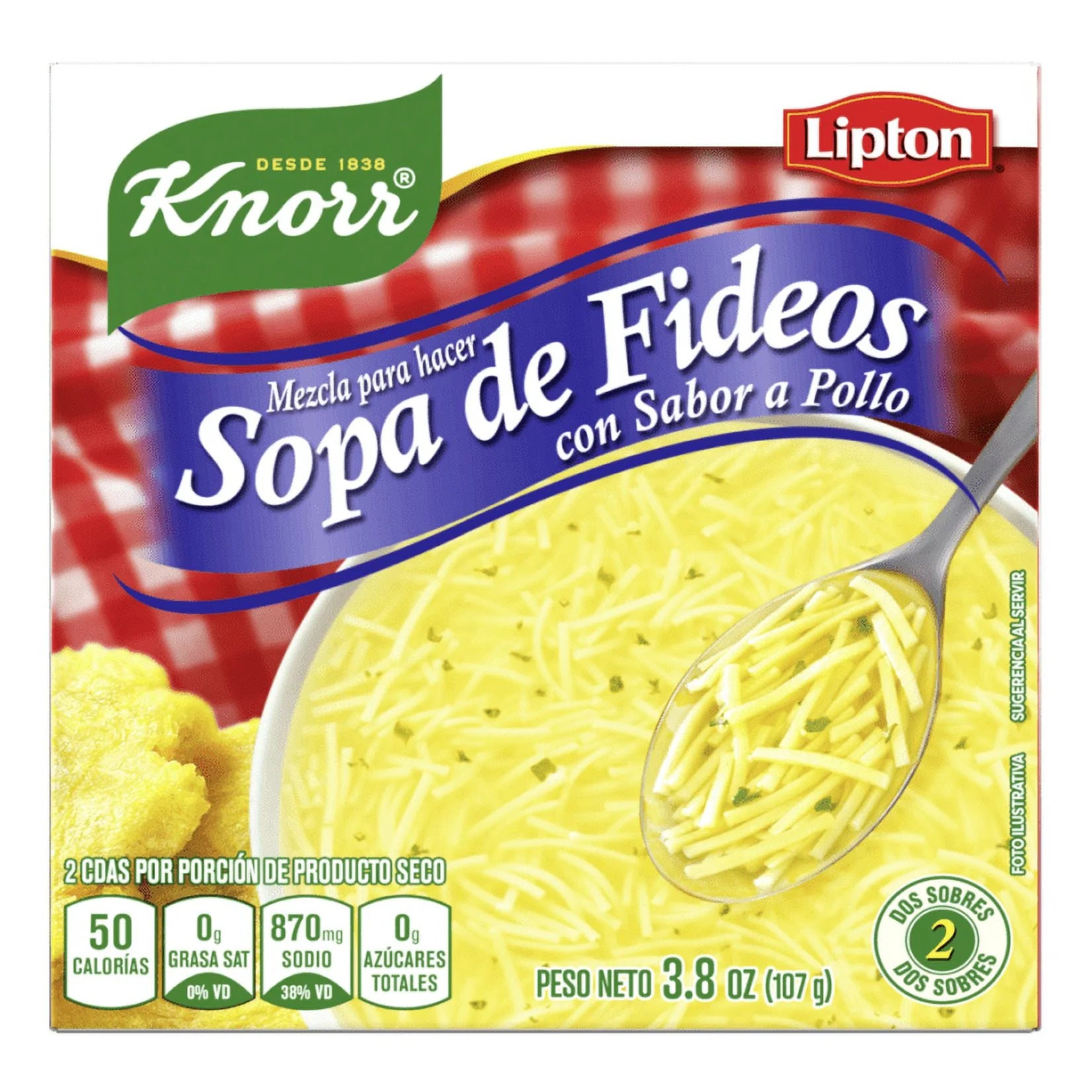 Knorr Lipton Noodle Soup Mix with Real Chicken Broth, 50 Calories, 2/3.8 Oz