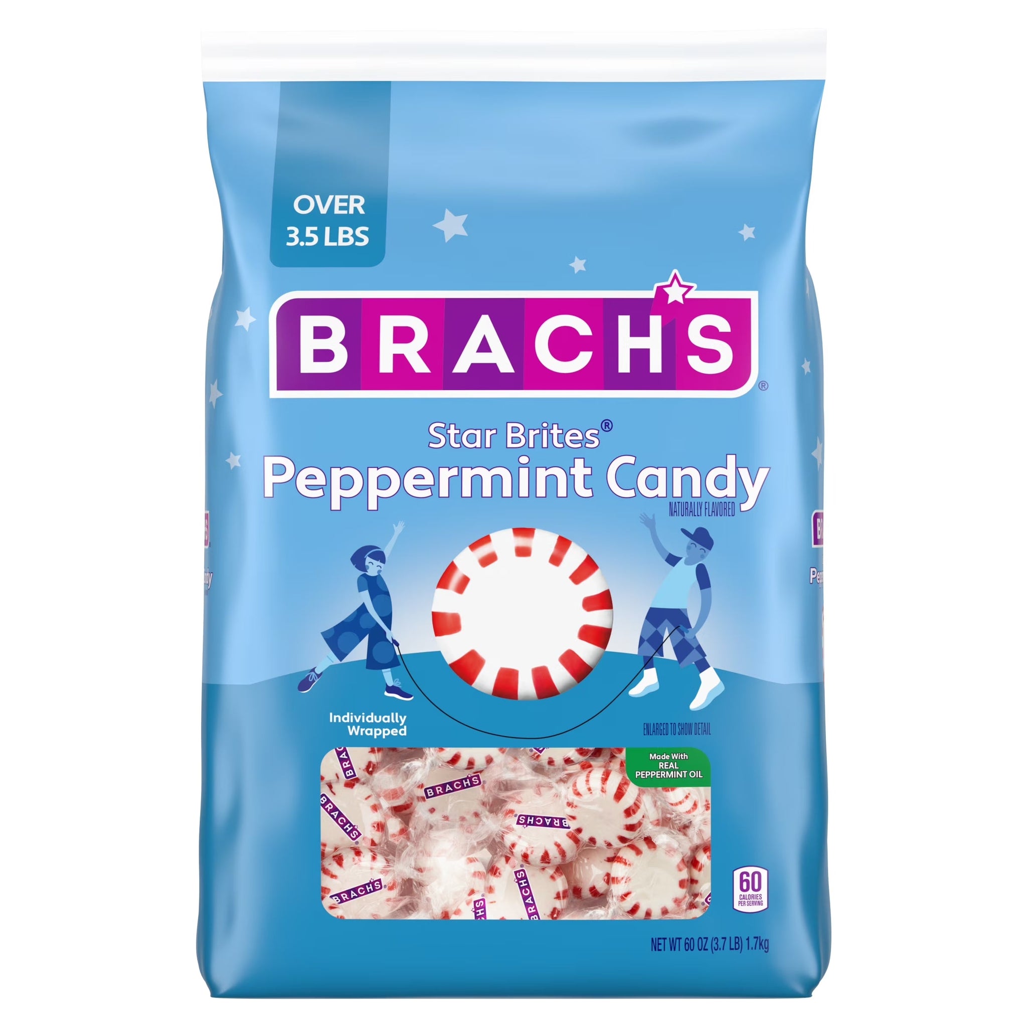 Brach'S Star Brites, Individually Wrapped, Peppermint Candy, 60 Oz Bag