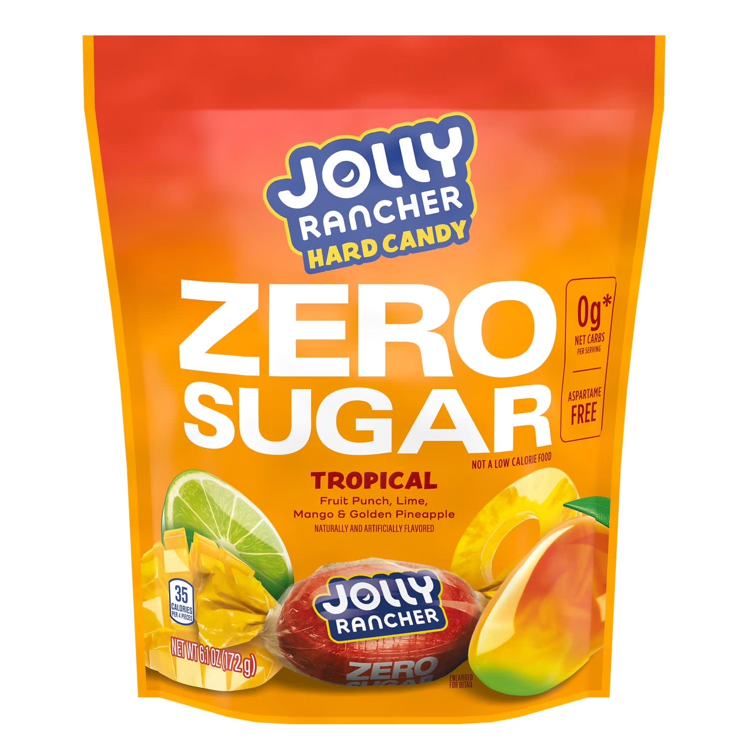 Jolly Rancher Zero Sugar Tropical Fruit Flavored Hard Candy, Bag 6.1 Oz