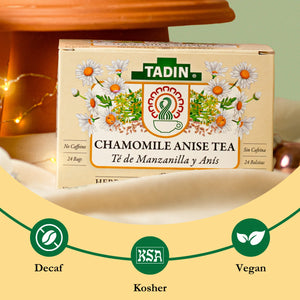 Tadin Chamomile Tea with Anise, Herbal Tea, Caffeine-Free Tea, Herbal Tea Bags, 24 Count, Pack of 1