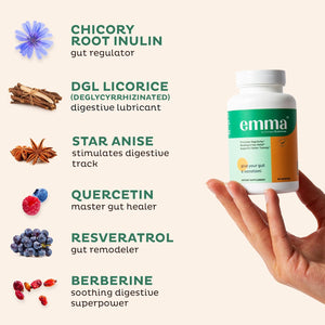 Emma Gut Health -  - Gas and Bloating Relief, Constipation, Leaky Gut Repair - Gut Cleanse & Restore Digestion - Regulate Bowel Movement. Probiotics and Laxative Alternative, 240 Capsules