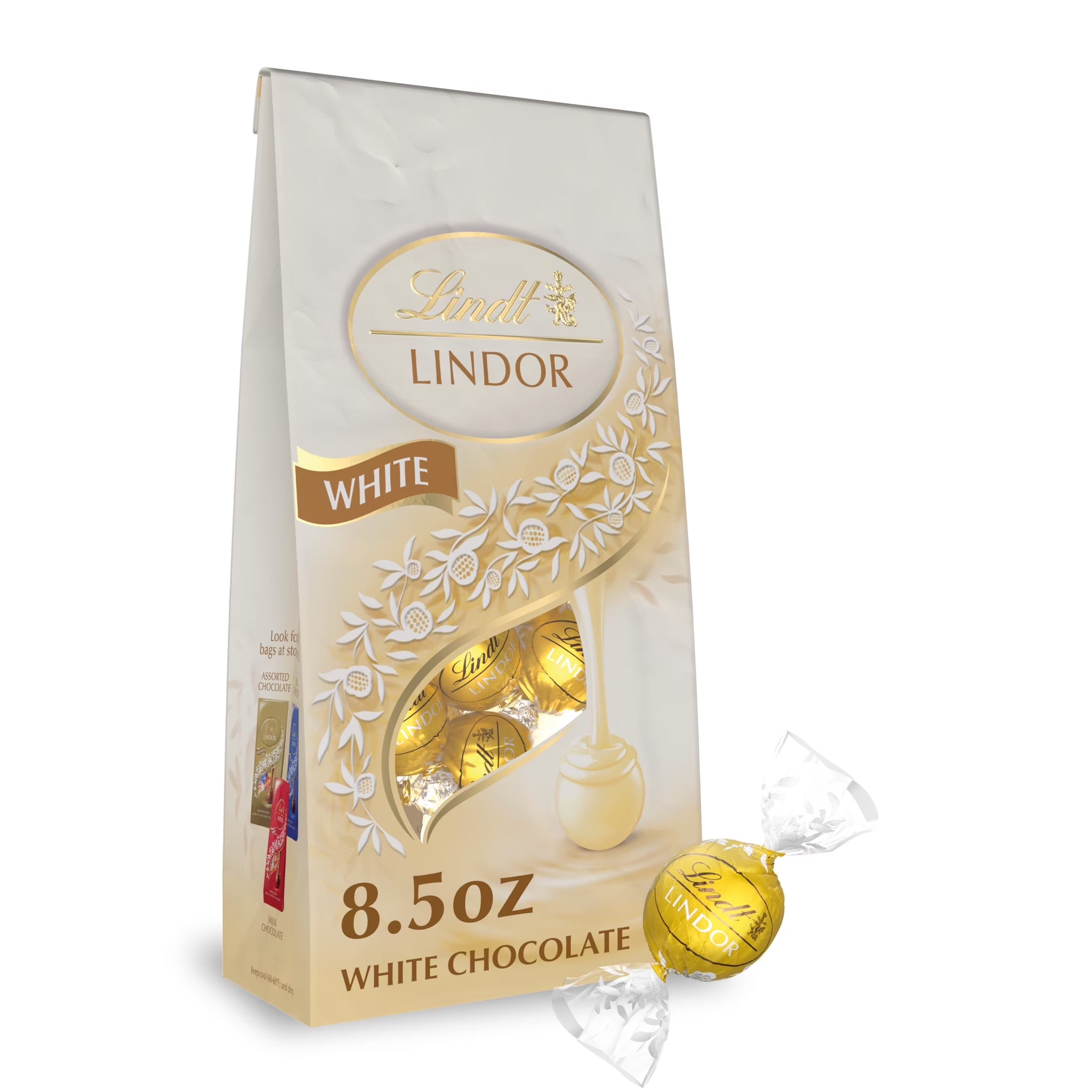 Lindt Lindor White Chocolate Candy Truffles, 8.5 Oz. Bag