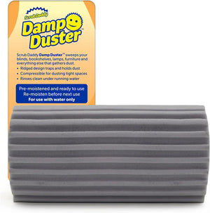 Scrub Daddy Damp Duster, Magical Dust Cleaning Sponge, Duster for Cleaning Venetian & Wooden Blinds, Vents, Radiators, Skirting Boards, Mirrors and Cobwebs, Traps Dust, Grey