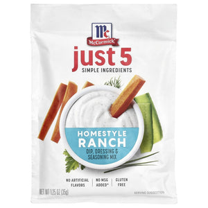 Mccormick Just 5 Ranch Homestyle Simple Ingredients, Dip, Dressing & Seasoning Mix, Homestyle Ranch, 1.25 Oz (35 G)