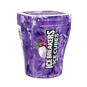 Ice Breakers Ice Cubes Arctic Grape Flavored Sugar Free Chewing Gum, Bottle 3.24 Oz, 40 Pieces