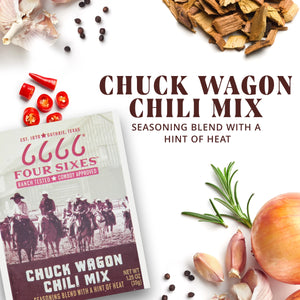 Four Sixes Chuck Wagon Chili Mix, Texas Style Seasoning Blend with a Hint of Heat, 1.25 Oz Packet