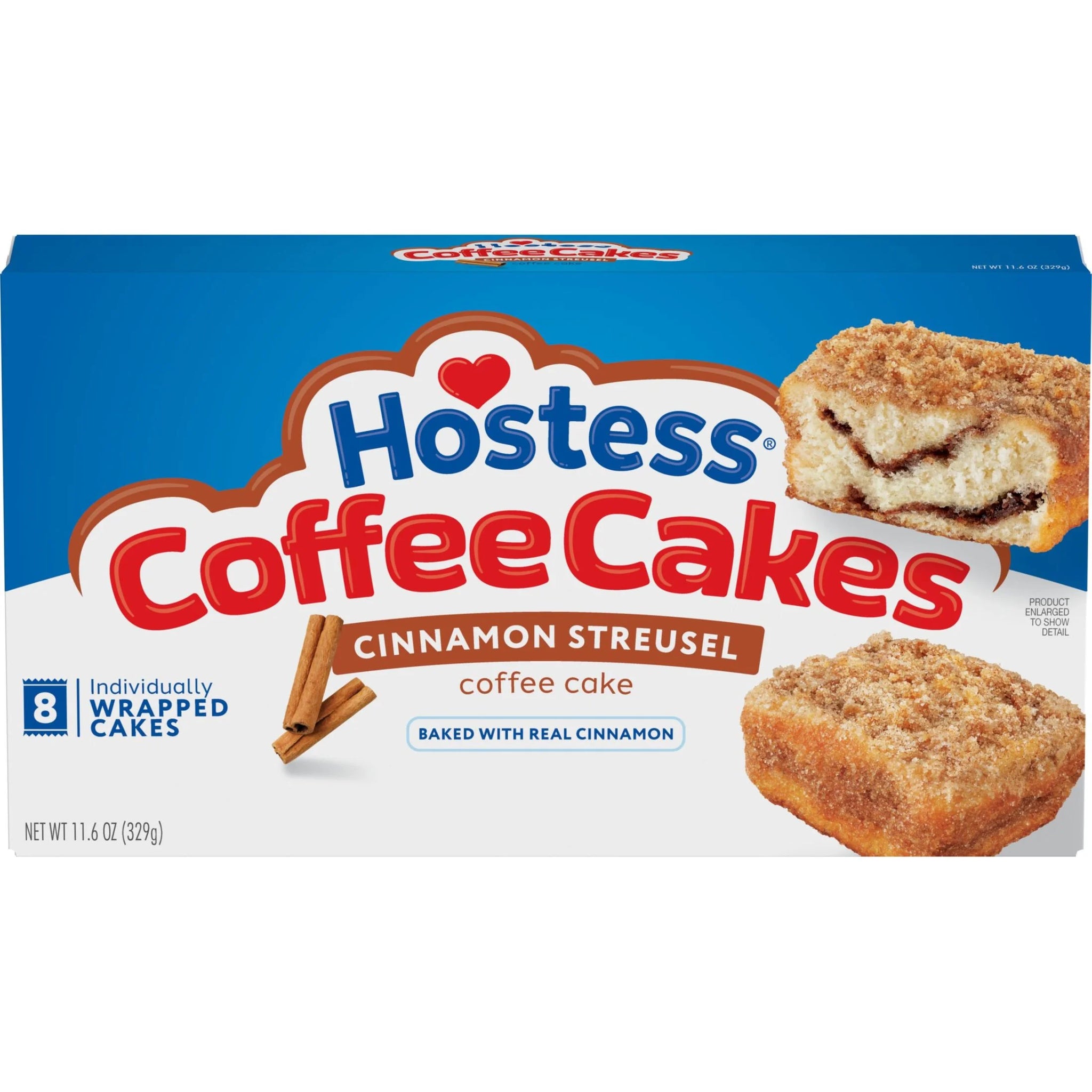 Hostess Coffee Cakes, Cinnamon Streusel Snack Cakes, 11.6 Oz Box (8 Ct.)