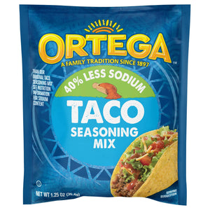 Ortega Taco 40% Less Sodium Seasoning Mix, 1.25 Oz