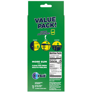 Orbit Spearmint Sugar Free Chewing Gum Bulk Pack- 14 Piece (Pack of 8 - 112 Total Pieces)