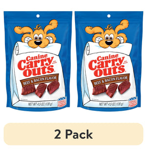 (2 Pack) Canine Carry Outs Beef & Bacon Flavor Dog Treats, 4.5Oz Bag