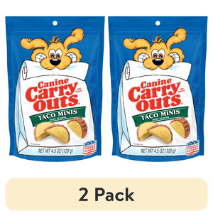 (2 Pack) Canine Carry Outs Taco Minis Beef Flavor Dog Treats, 4.5Oz