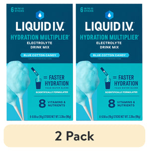 (2 Pack) Liquid I.V.® Cotton Candy Hydration Multiplier® Powdered Electrolyte Drink Mix, 6 Count Packets