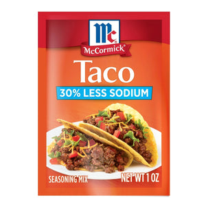 Mccormick 30% Taco Less Sodium Seasoning Mix, 1 Oz Envelope