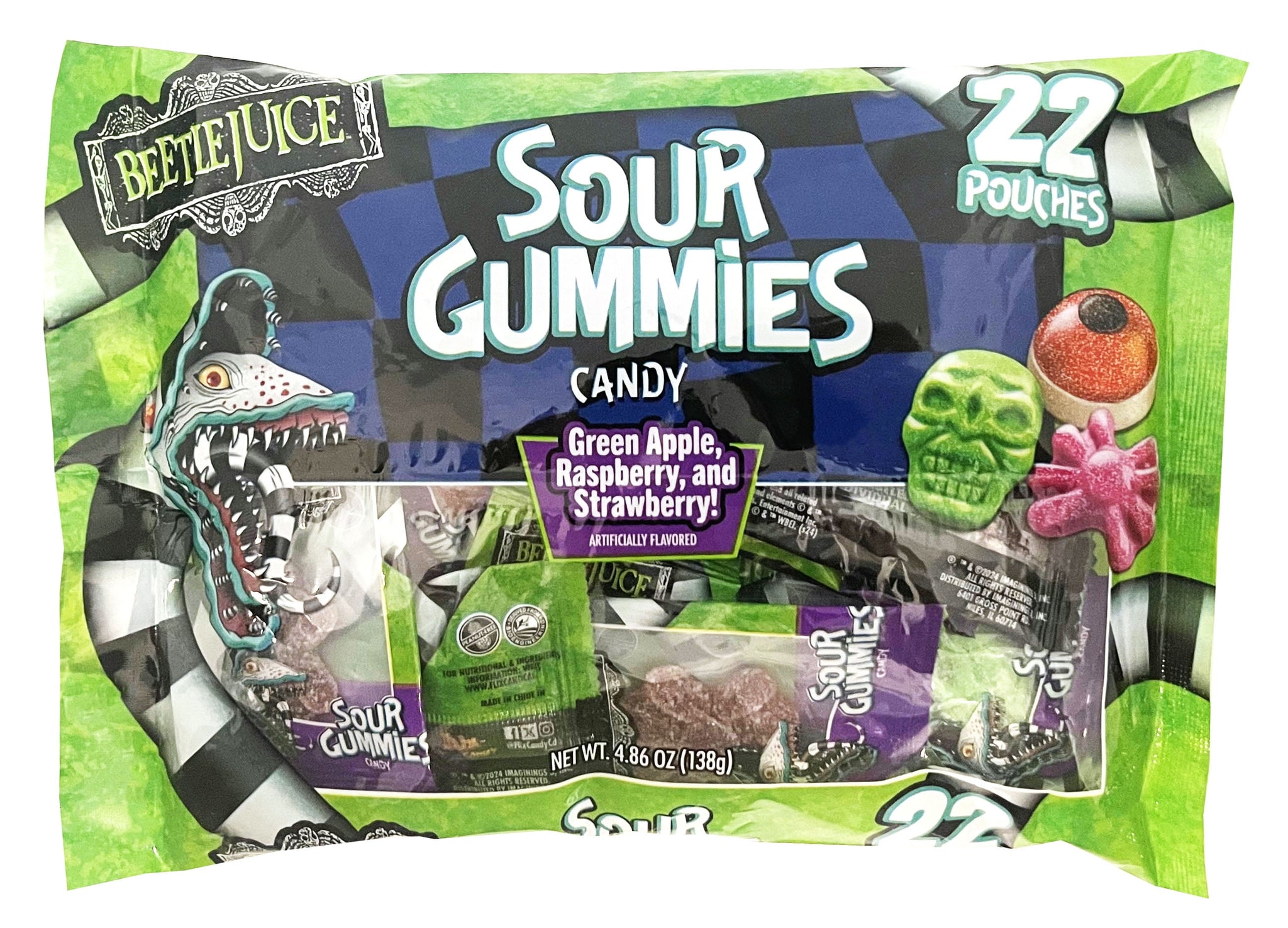 Flix Candy Beetlejuice Gummies, 22 Count Resealable Laydown Bag, Halloween Candy