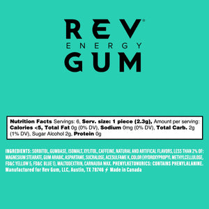 Rev Gum Sugar Free Spearmint Energy Gum, 6 Pieces