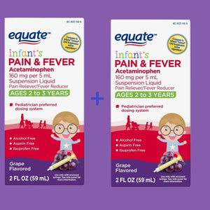 2 Pack Children's Acetaminophen Ages 2-3 Pain + Fever Medicine, Oral Suspension 2 Fl. Oz. Each | Compare to Children's Tylenol Active Ingredients