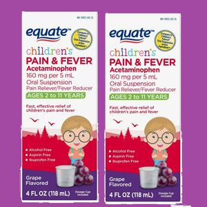 2 Pack Children's Acetaminophen Ages 2-3 Pain + Fever Medicine, Oral Suspension 2 Fl. Oz. Each | Compare to Children's Tylenol Active Ingredients