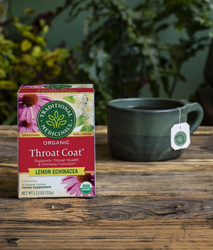 Traditional Medicinals, Organic Throat Coat Lemon Echinacea, Tea Bags, 16 Ct