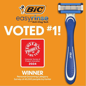 BIC Easyrinse Anti-Clogging Men'S Disposable Razors with 4 Blades, 6 Count