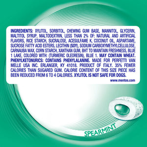Mentos Pure  Sugar-Free Gum with Xylitol, Spearmint, Nut Free, 120 Regular Size Pieces