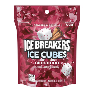 Ice Breakers Ice Cubes Cinnamon Sugar Free Chewing Gum, Pouch 8.11 Oz, 100 Pieces