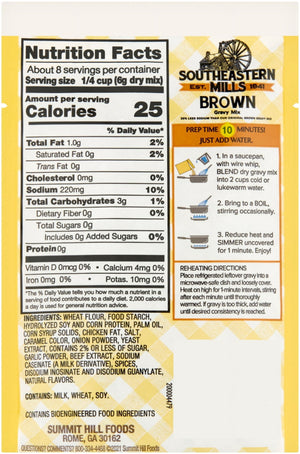 Southeastern Mills Brown Gravy Mix - 30% Less Sodium 1.7 Oz Pouch